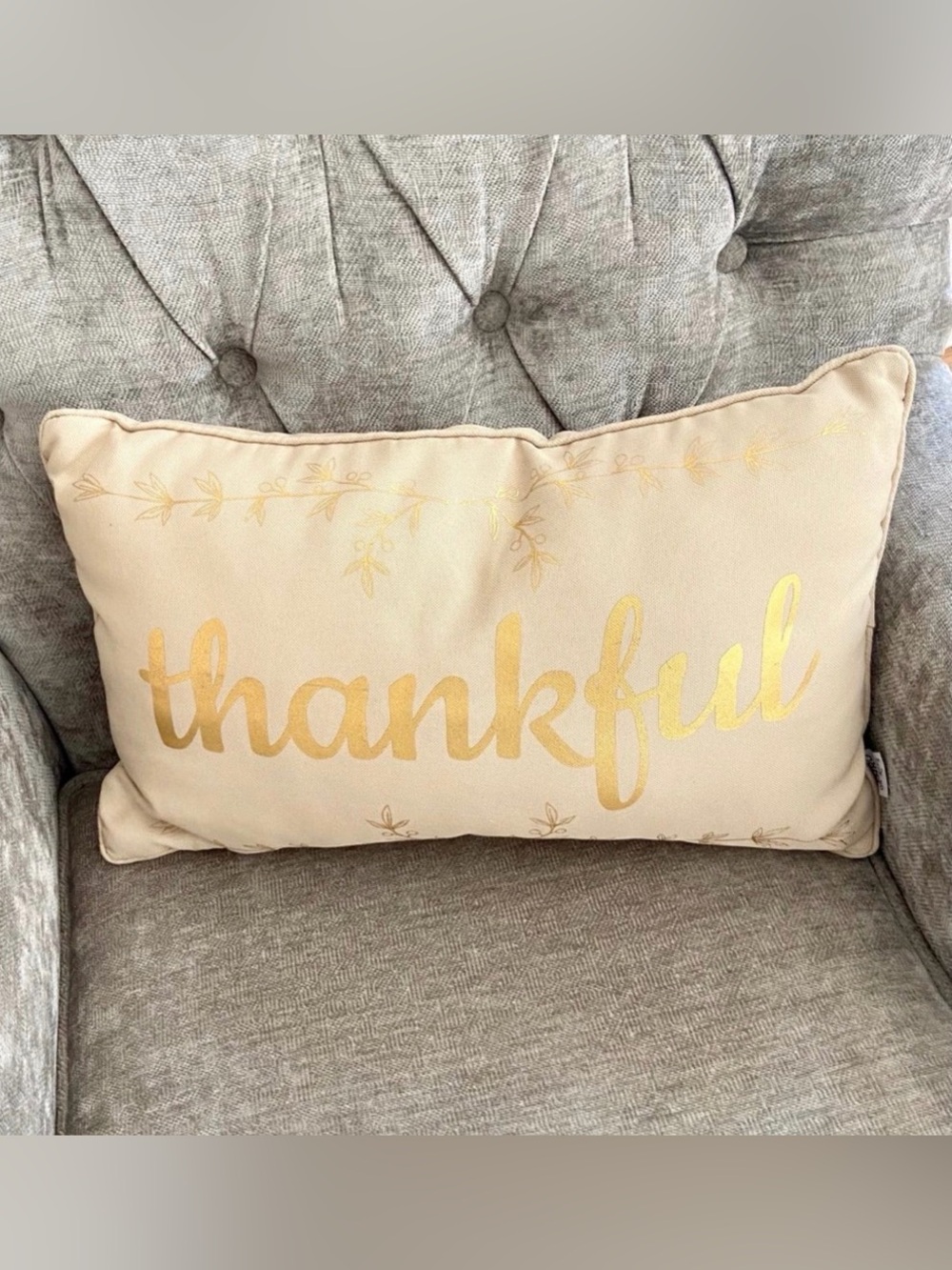 Thankful Accent Pillow in Cream & Yellow Like New